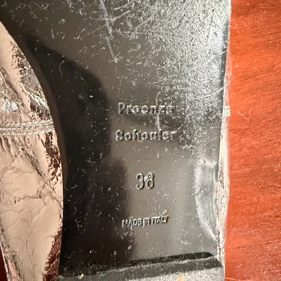 Proenza Schouler crunched up Silver Metallic Ballet Flats with Bow Detail 38 - Picture 7 of 9